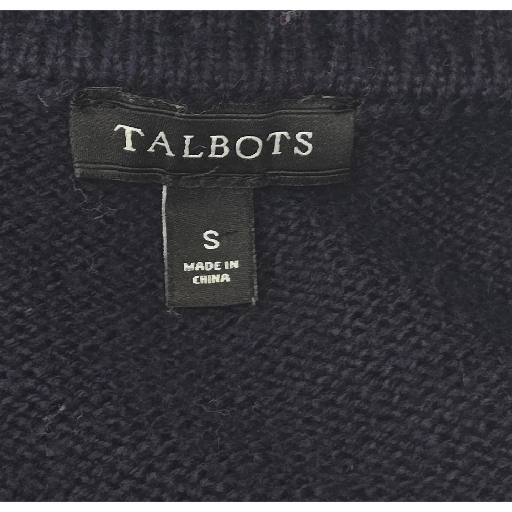 Talbots Sz Small Fair Isle Cardigan Open Front Shawl Collar Cozy Colorful Ski - Picture 5 of 6